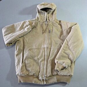 Red Head Workhorse Mens Medium Tan Duck Canvas Hooded Work Jacket Full Zip